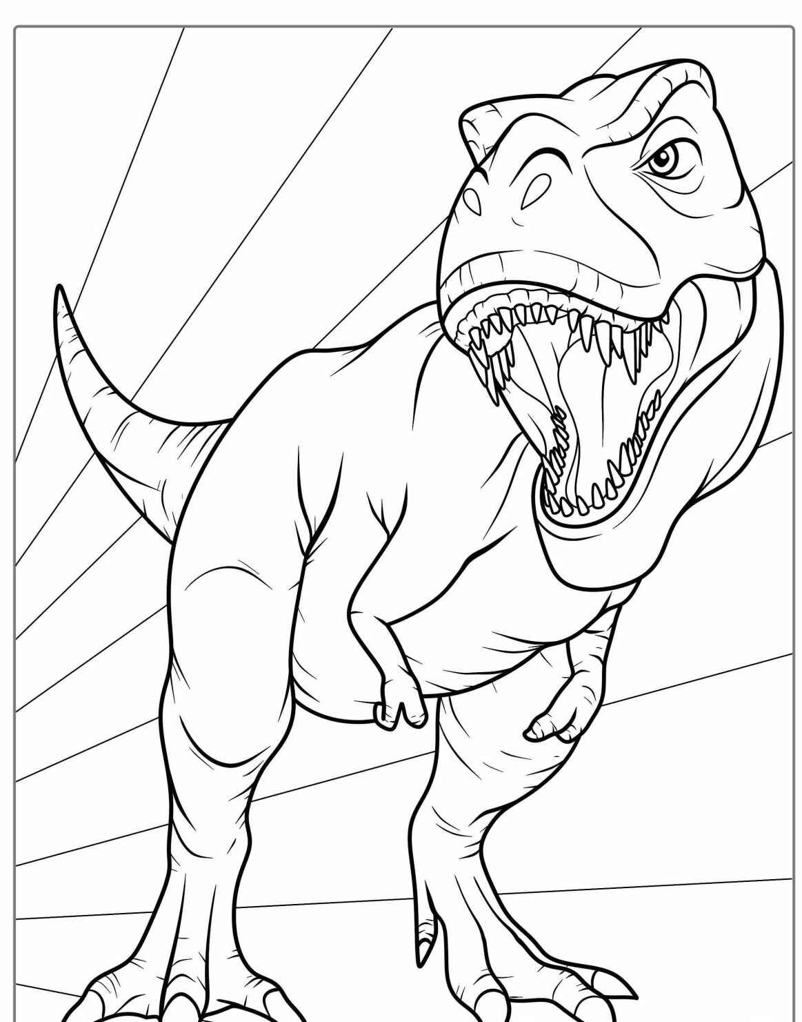 Drawing Of A Fierce T-Rex Dinosaur Coloring Page. with How to Draw Fierce Dinosaur Printable