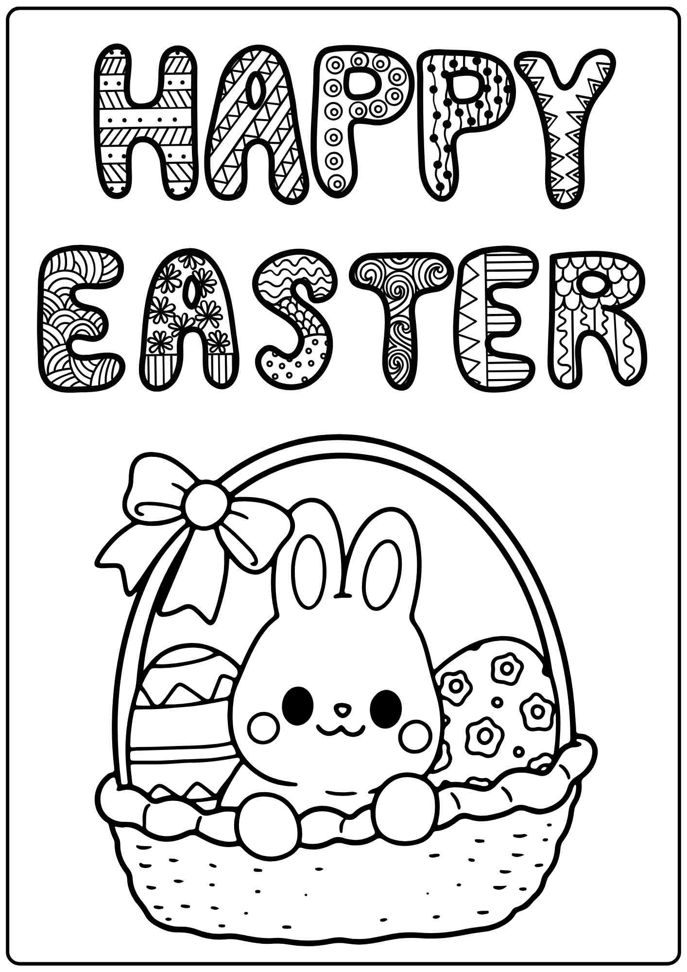 Easter Bunny In A Basket Coloring Page – Free Printable Pdf For within Free Easter Printables For Kids
