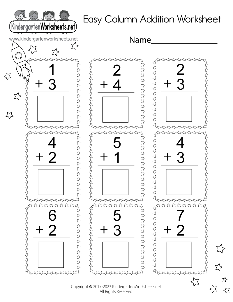 Easy Column Addition Worksheet - Free Printable, Digital, &amp;amp; Pdf in Printable Addition Sheets For Kindergarten