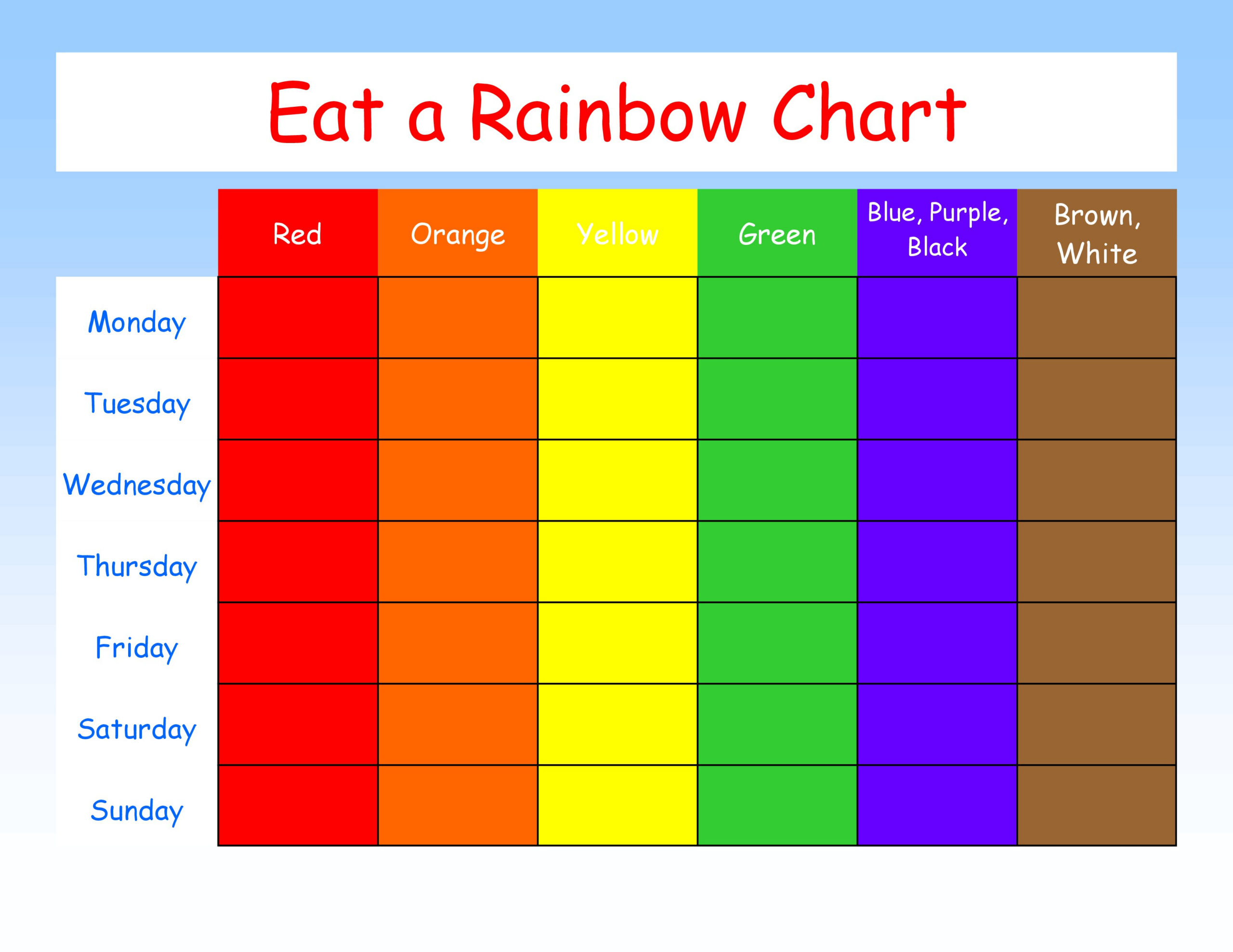 Eat A Rainbow With A Free Printable | Such A Mama! regarding Eat the Rainbow Printable Chart