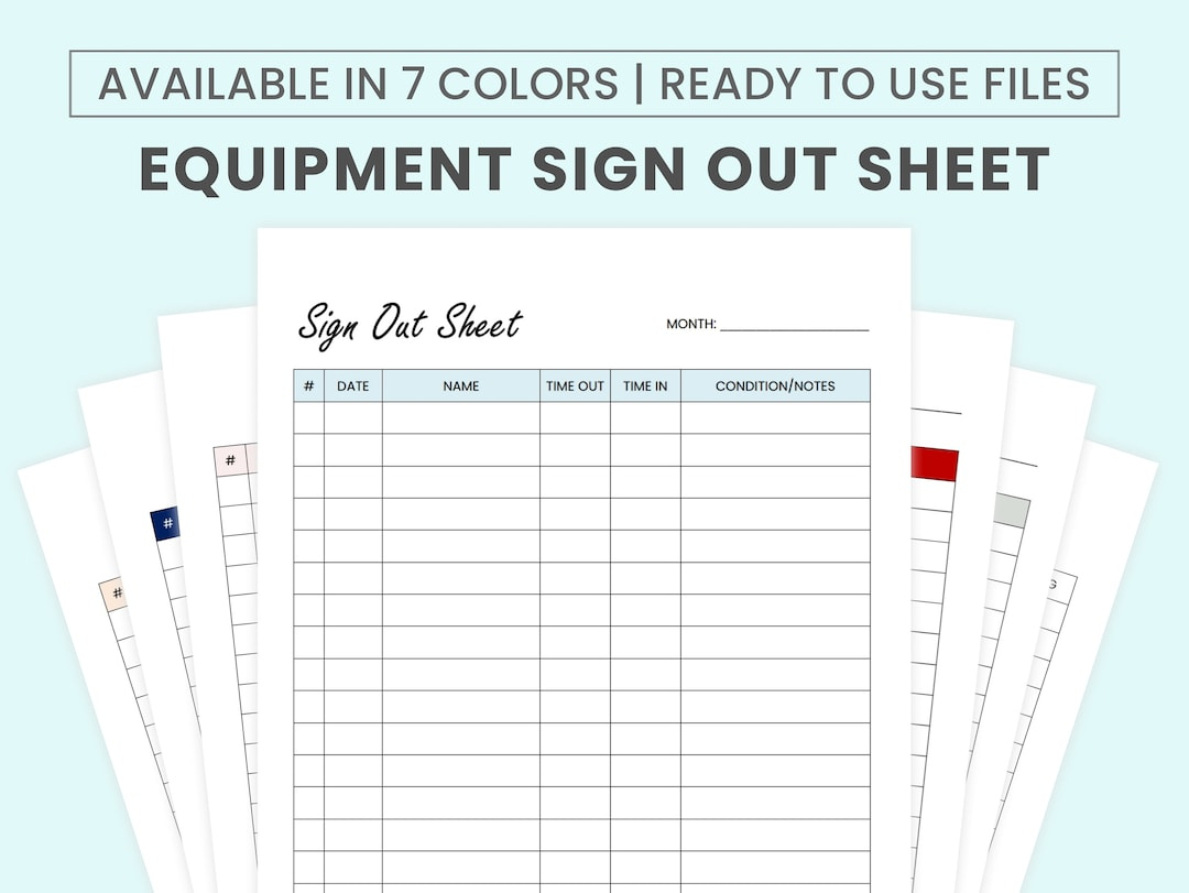 Equipment Sign Out Sheet Vorlage - Etsy.de for Printable Equipment Sign Out Sheet Template
