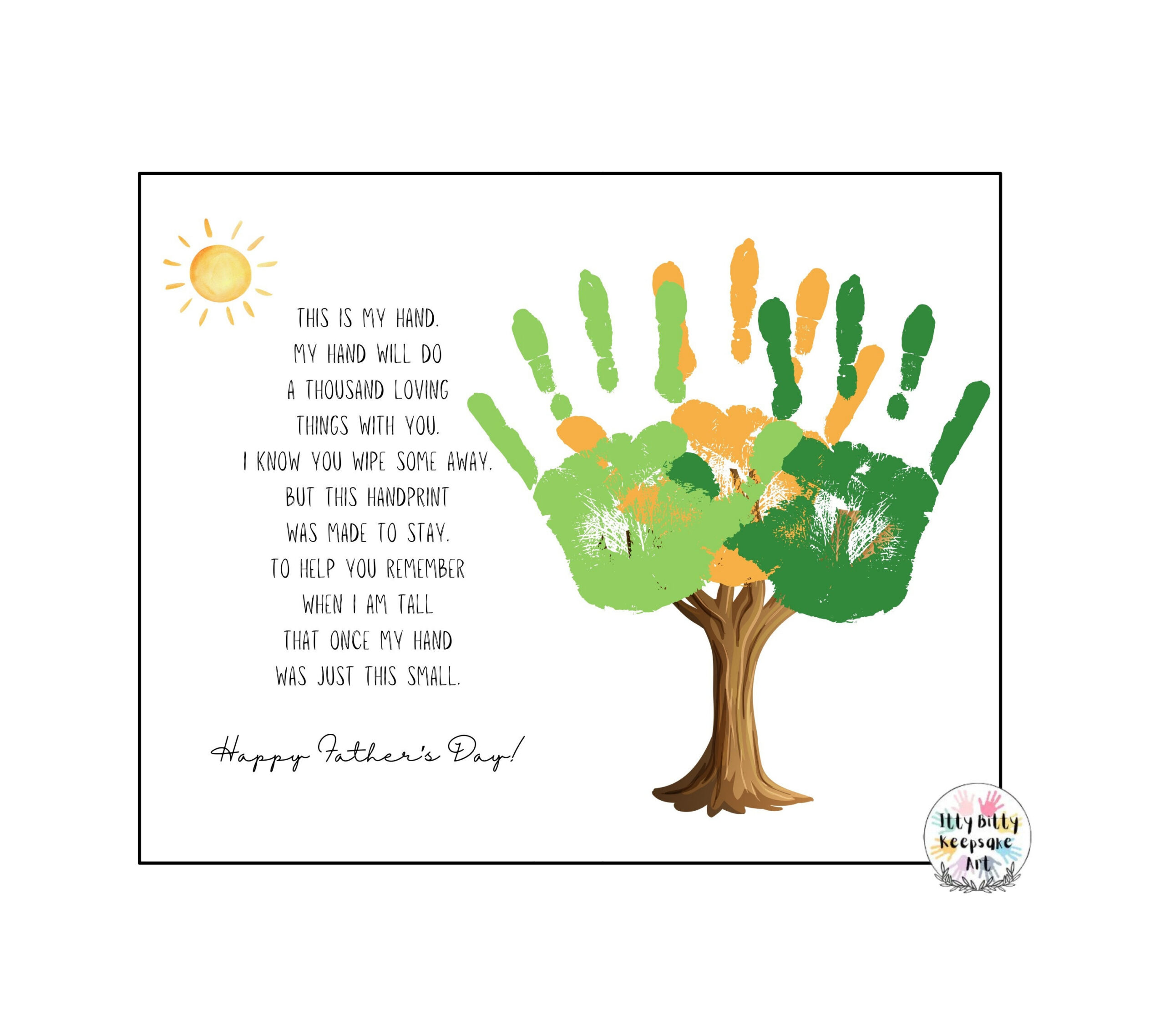 Father&amp;#039;S Day Handprint Poem Art: Diy Craft Template (Digital in Printable Father&amp;amp;#039;s Day Handprint Poem