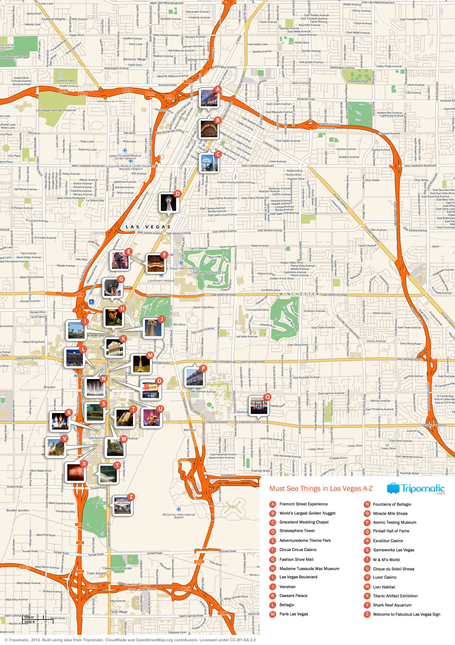 File:las Vegas Printable Tourist Attractions Map - Wikimedia regarding Printable Map Of Las Vegas Strip