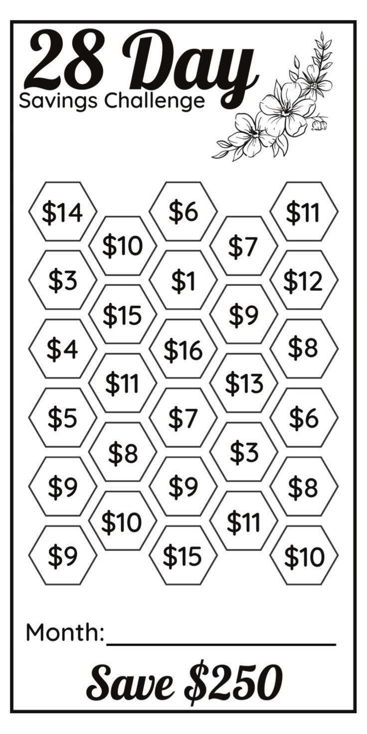 Floral Day-Of-The-Month Money Saving Challenge Bundle - Start pertaining to 30 Day Money Saving Challenge Printable