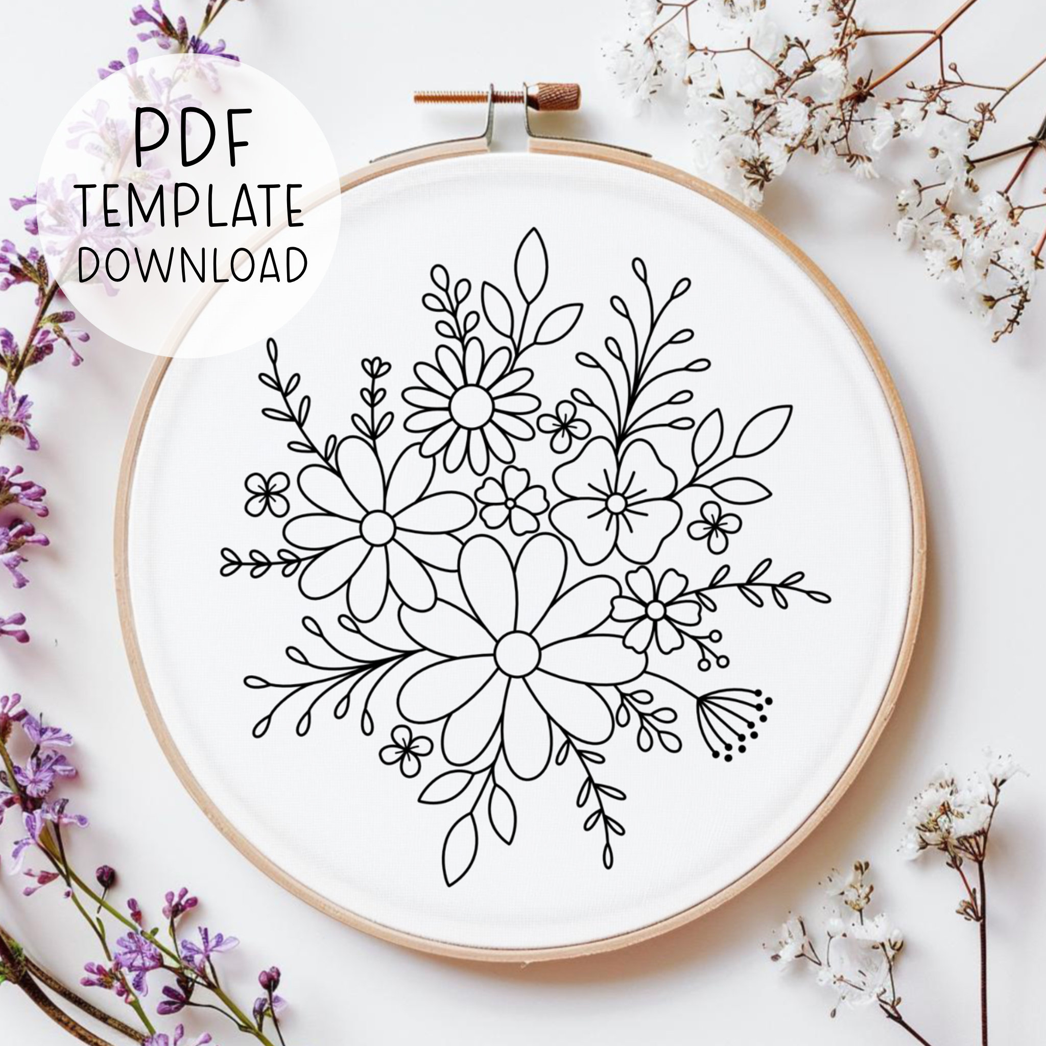 Flowers Hand Embroidery Pattern, Botanical Embroidery Pdf, Floral in Printable Floral Hand Embroidery Patterns