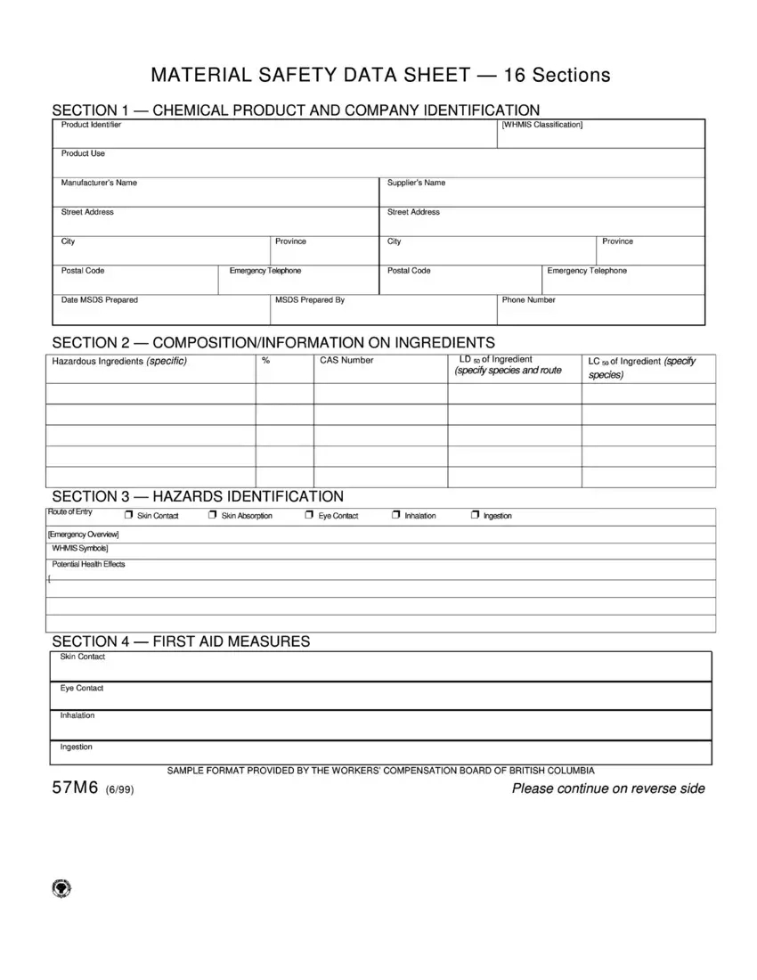 Form Material Safety Sheet ≡ Fill Out Printable Pdf Forms Online regarding Free Printable Msds Sheets Online