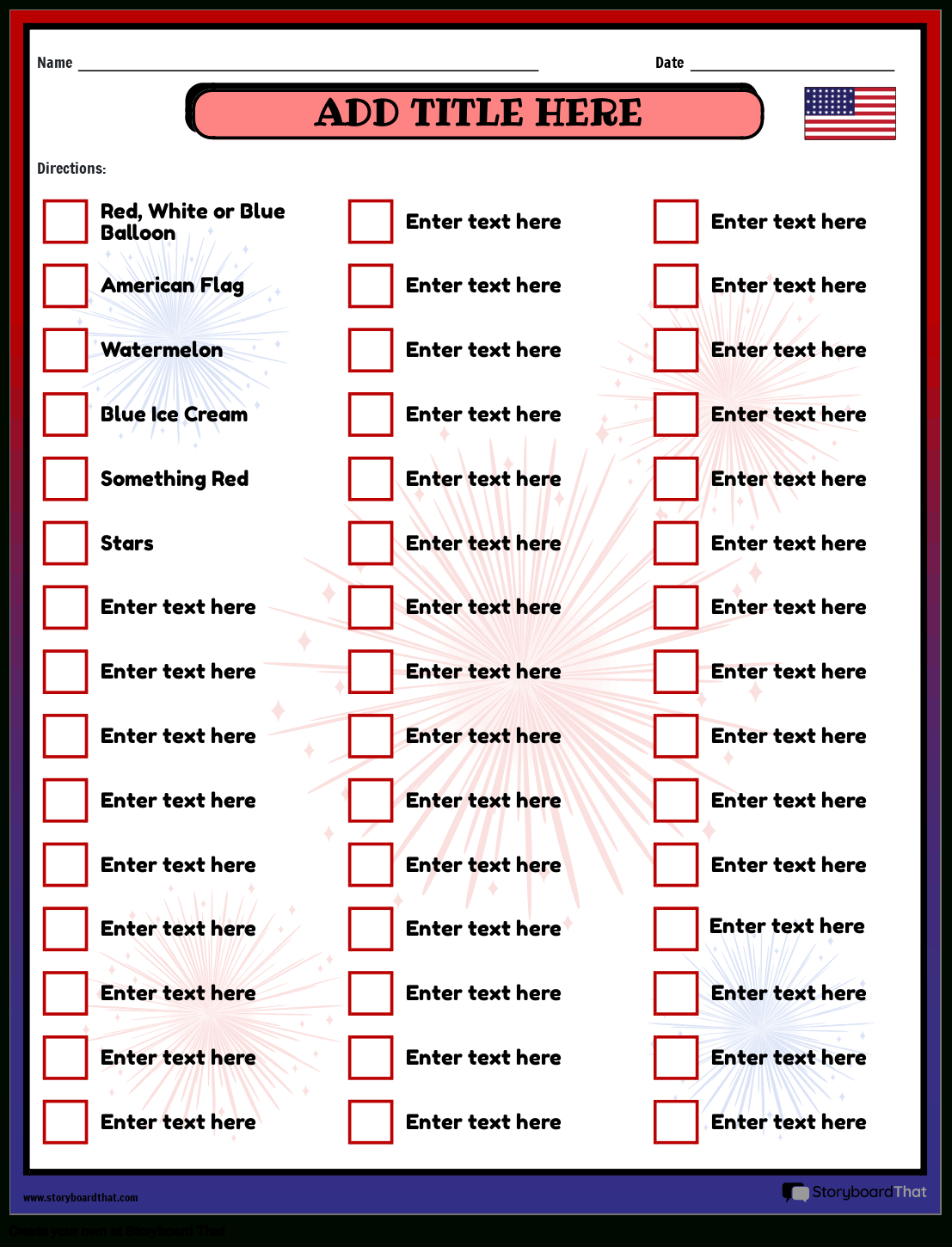 Free 4Th Of July Worksheets For 2025 | Storyboard That intended for 4th of July Printable Worksheets