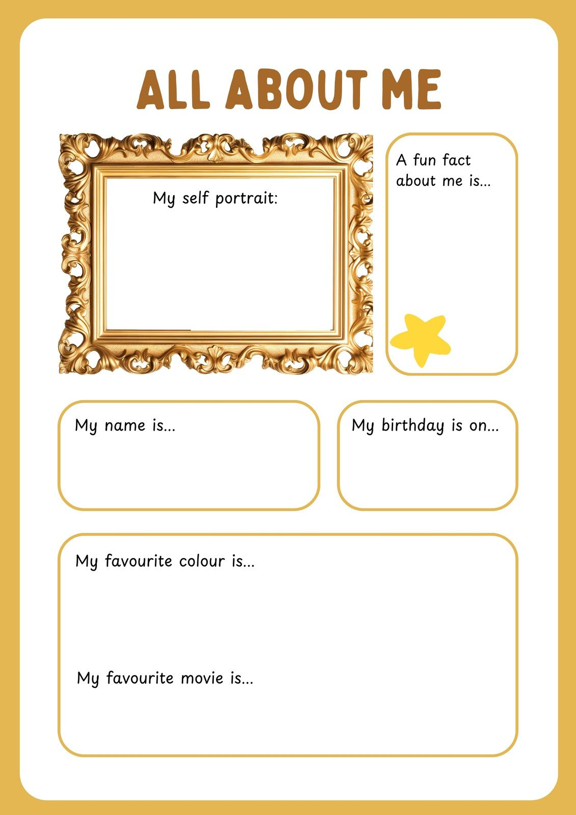 Free And Printable All About Me Worksheet Templates | Canva with Free Printable All About Me