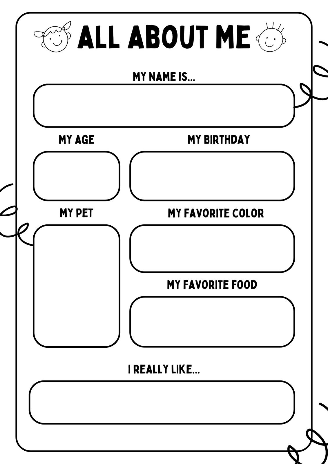 Free And Printable All About Me Worksheet Templates | Canva within All About Me Printable Worksheets