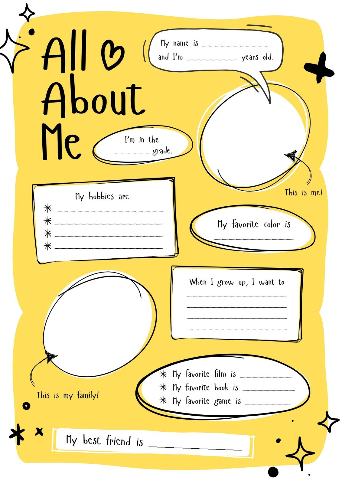 Free And Printable All About Me Worksheet Templates | Canva within Free Printable All About Me