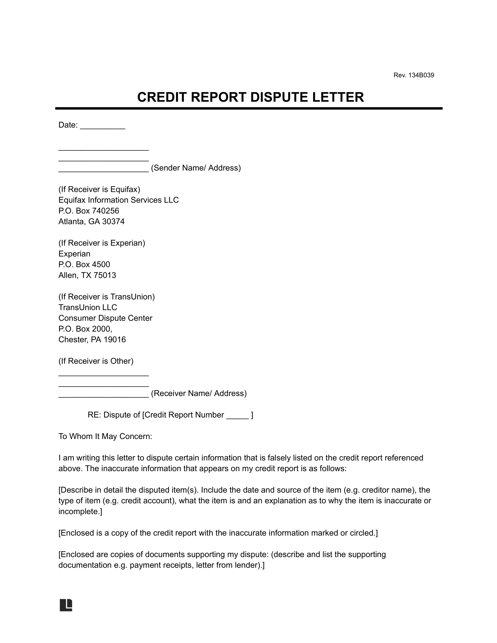 Free Credit Dispute Letter Template | Pdf &amp;amp; Word intended for Printable Credit Dispute Letter Template