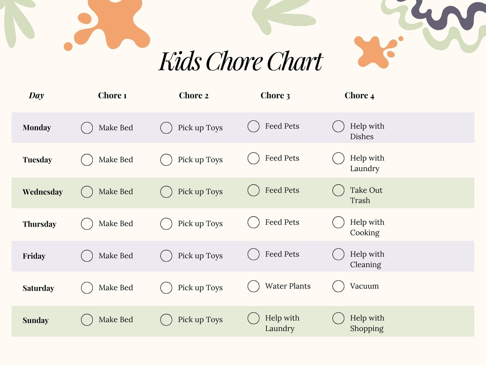 Free Customizable Chore Chart Templates To Print | Canva regarding Printable Children&amp;amp;#039;s Chore Chart