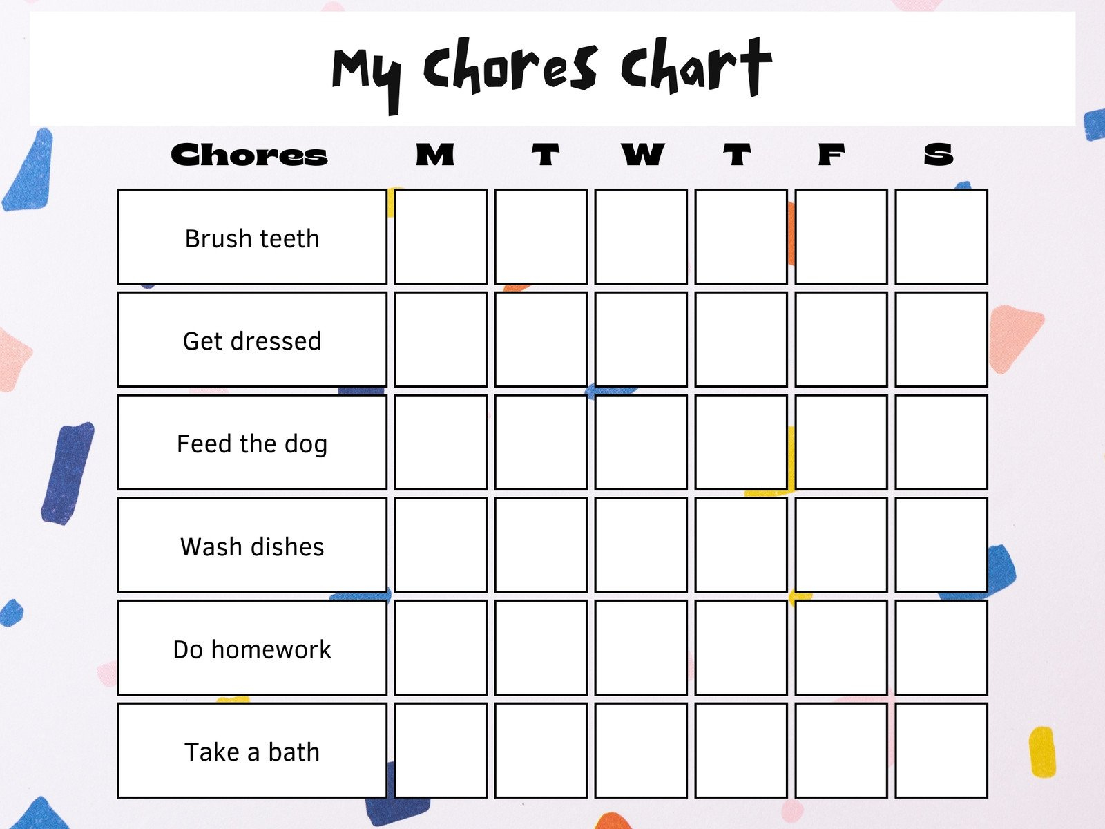 Free Customizable Chore Chart Templates To Print | Canva within Printable Children&amp;#039;S Chore Chart
