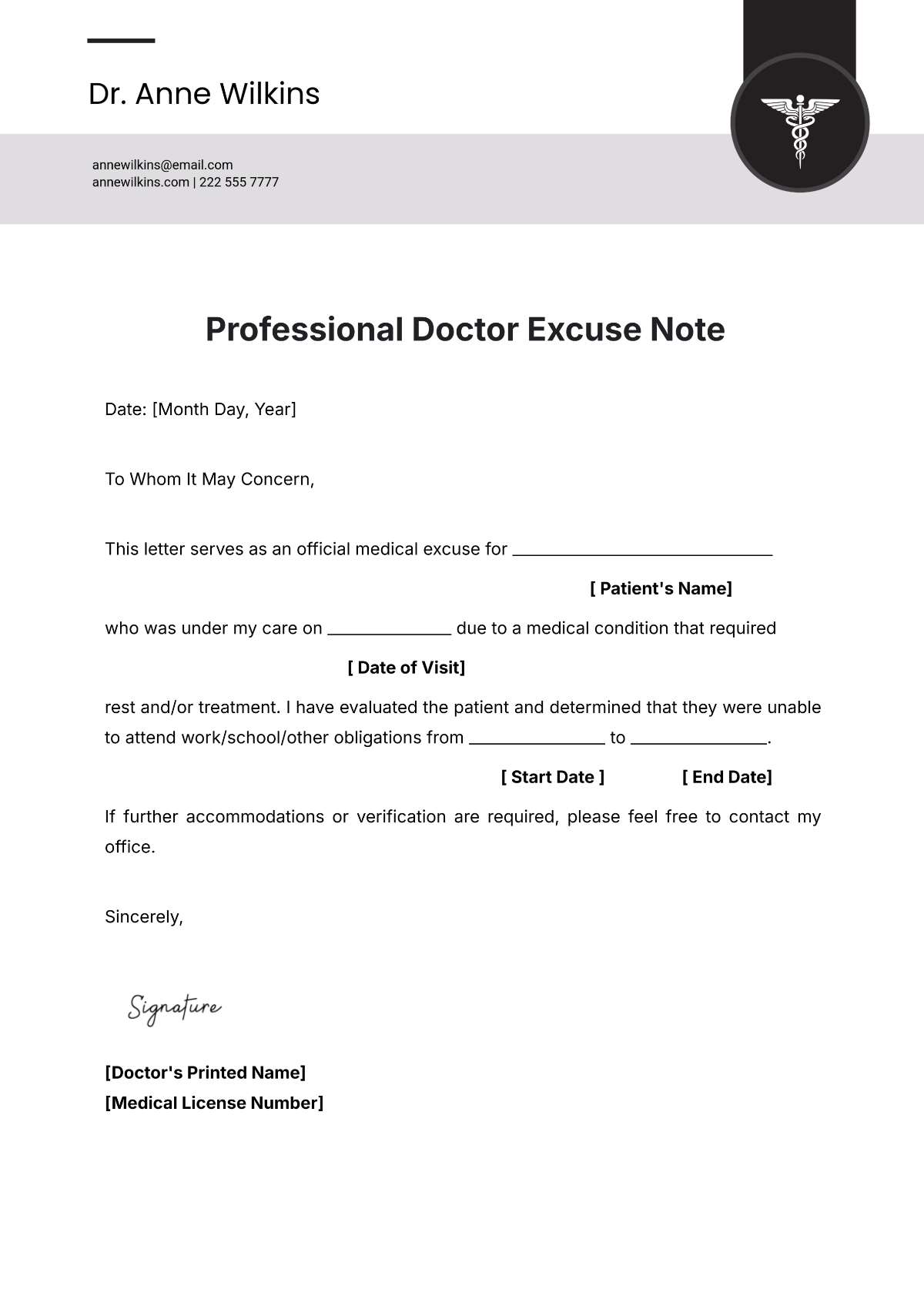 Free Doctor Note Templates To Edit Online for Printable Doctor Excuse For Work