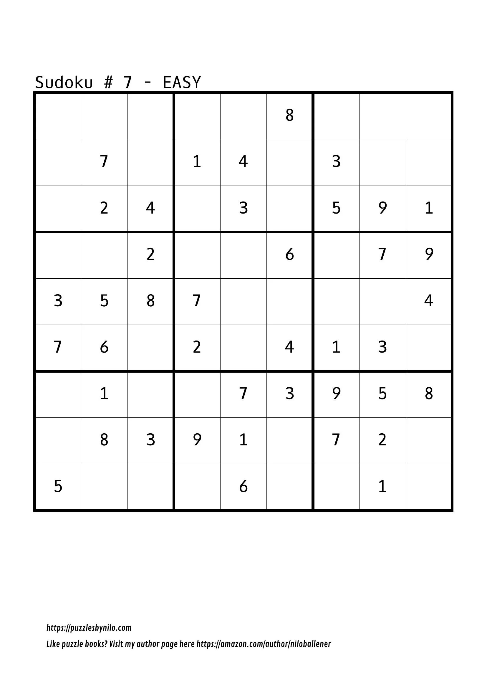 Free Downloadable Sudoku Puzzle Easy # 7 — Puzzlesnilo with regard to Sudoku Puzzles Printable Free Download