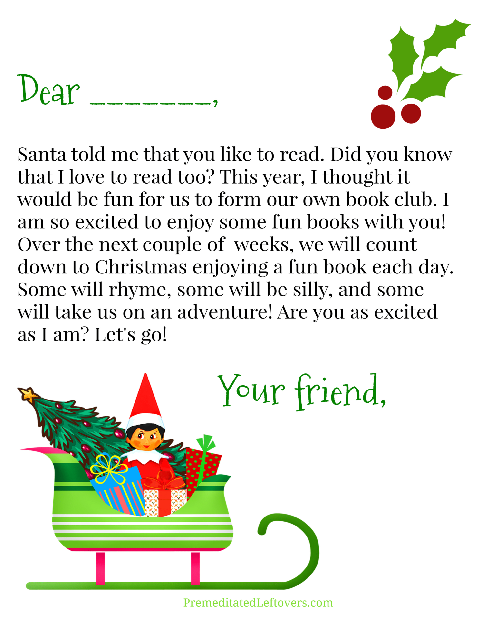Free Elf On The Shelf Printables - Premeditated Leftovers™ with regard to Elf On The Shelf Free Printable Letters