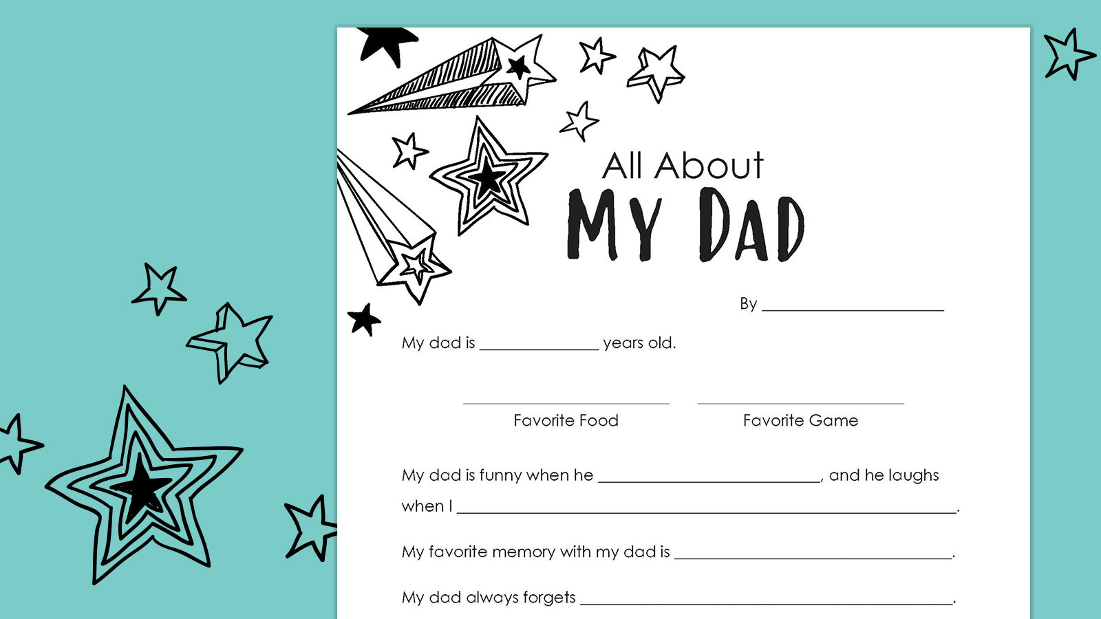 Free Father'S Day Questionnaire Printable with regard to Father's Day About My Dad Printable
