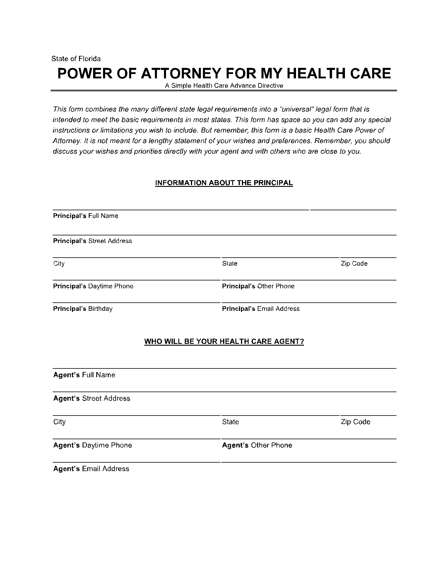 Free Florida Medical Power Of Attorney | Pdf | Cocosign pertaining to Free Blank Printable Medical Power of Attorney Forms