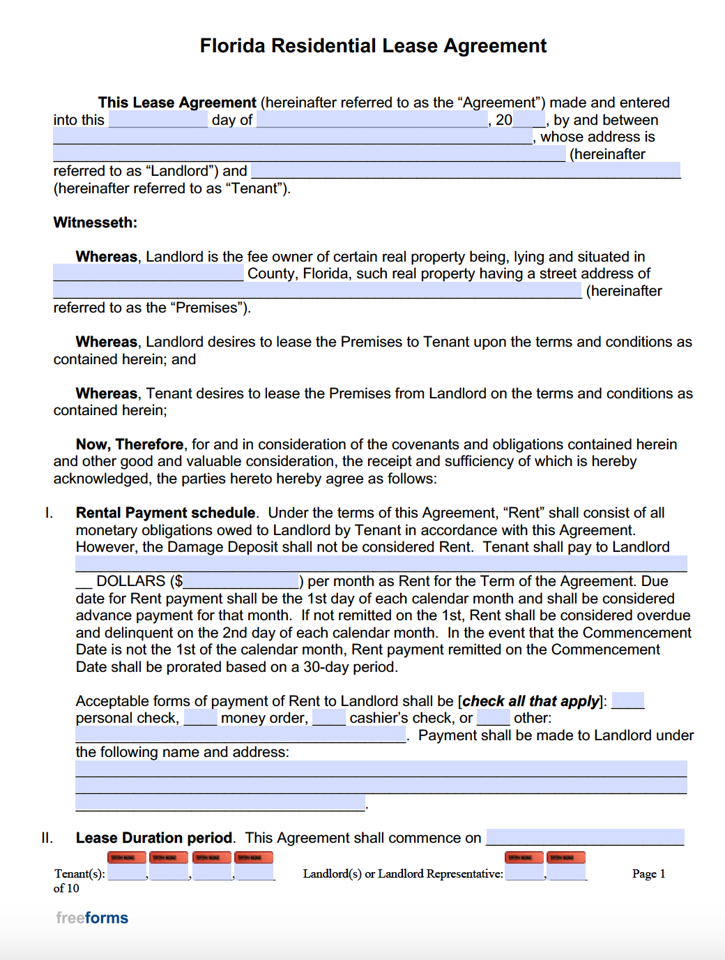 Free Florida Rental Lease Agreement Templates | Pdf | Word within Printable Florida Residential Lease Agreement Fillable