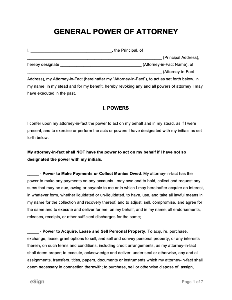 Free General Power Of Attorney Forms | Pdf | Word with regard to Free Printable Power Of Attorney Form