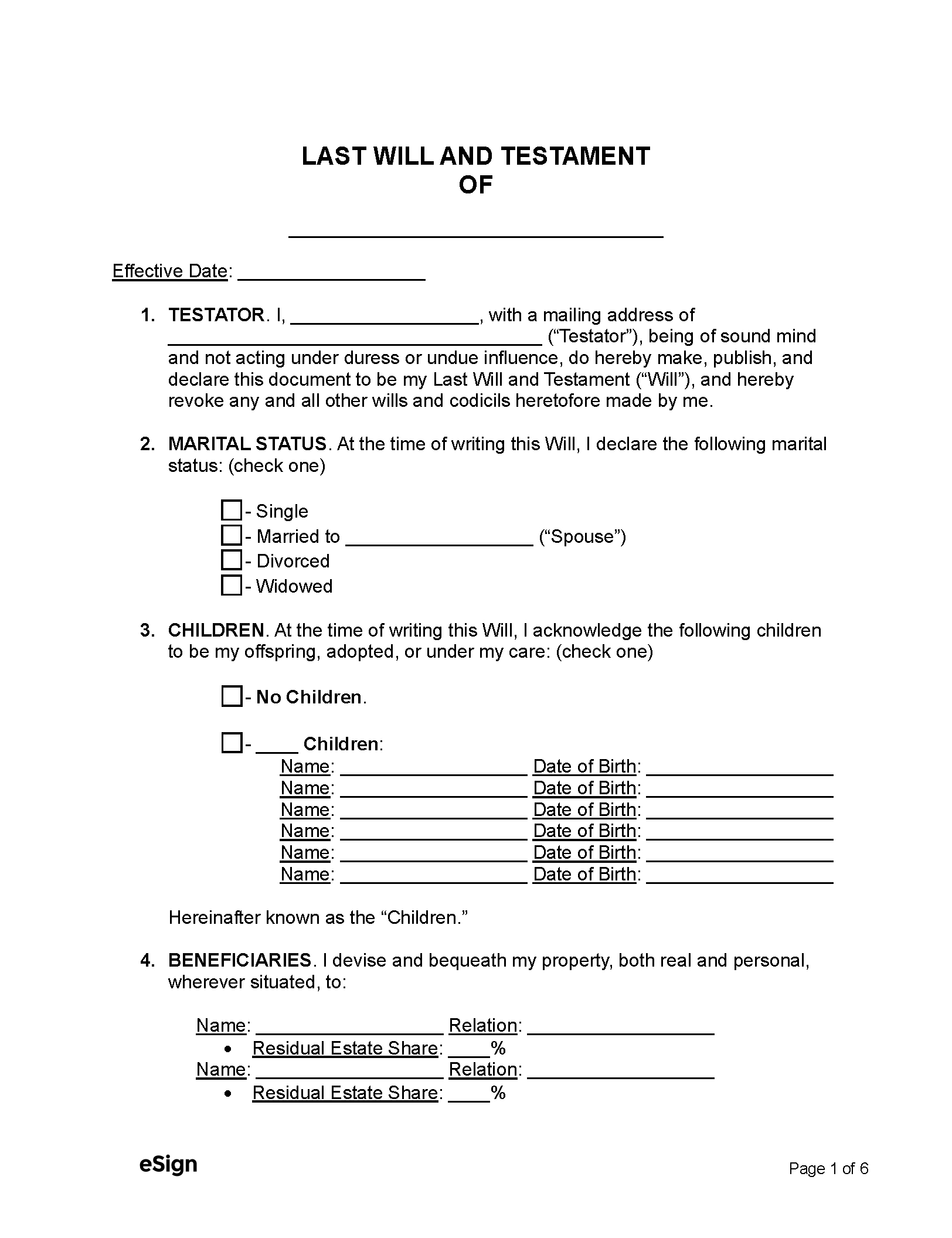 Free Last Will And Testament Template Templates (2) | Pdf | Word with Free Printable Forms For Last Will and Testament