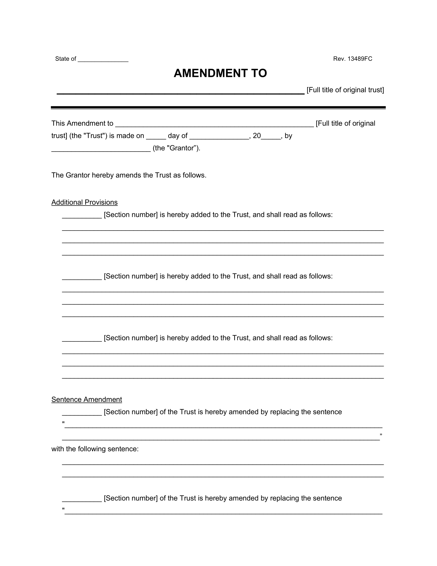 Free Living Trust Amendment Form | Pdf &amp;amp; Word for Free Printable Living Trust Forms