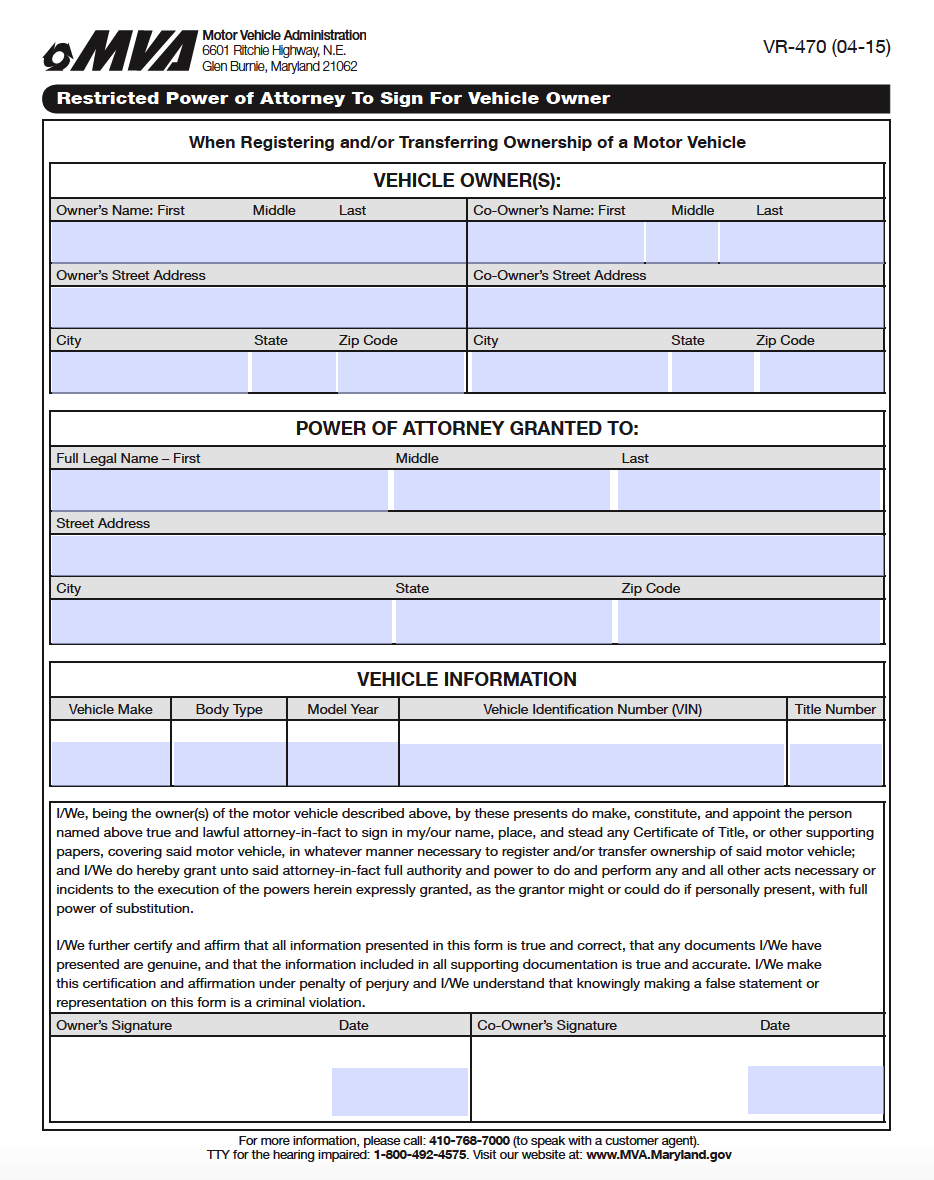 Free Maryland Power Of Attorney Forms | Pdf Templates pertaining to Printable Power of Attorney Form Maryland