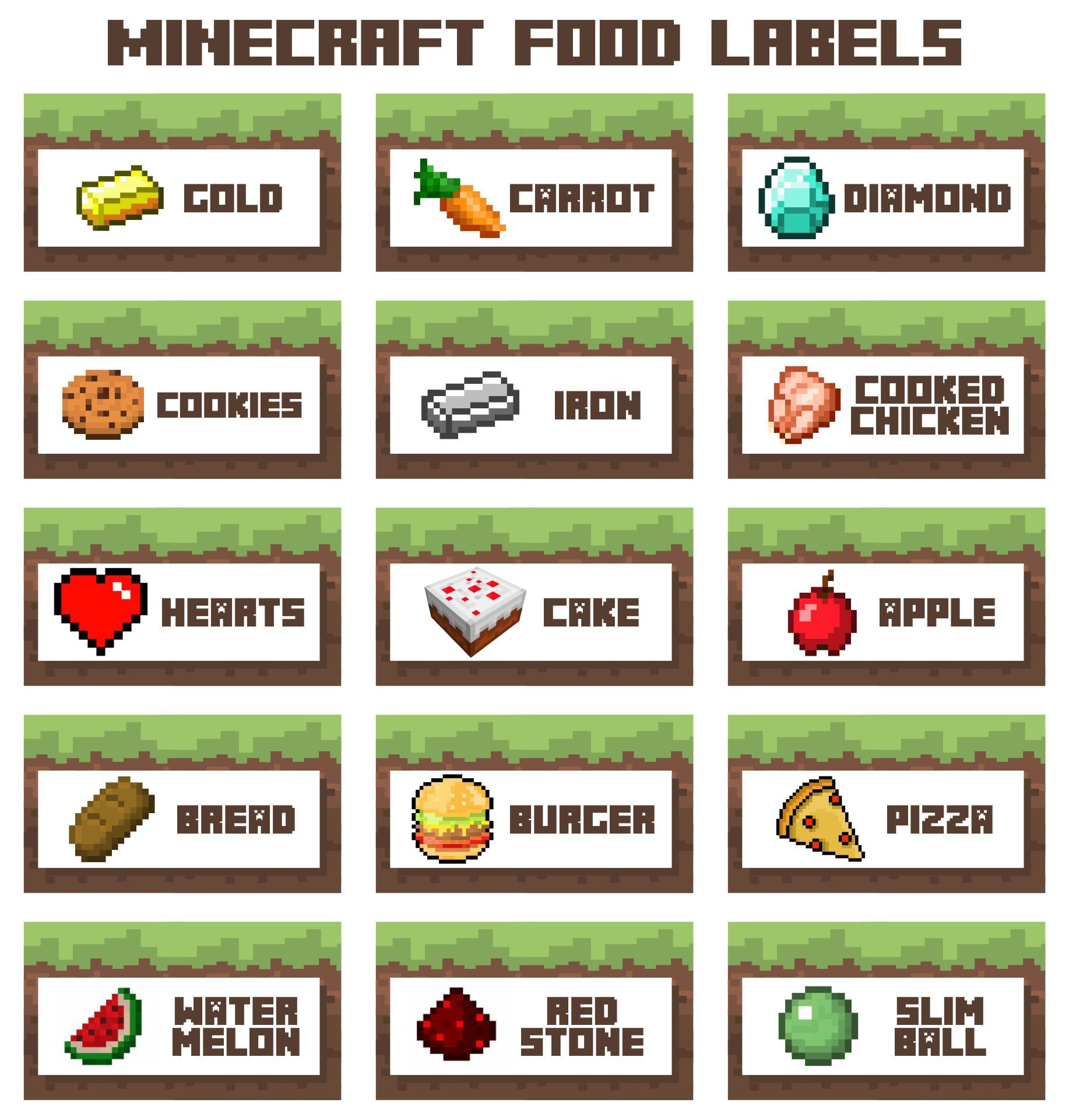 Free Minecraft Printable Labels Free, Download Free Minecraft intended for Minecraft Food Labels Free Printables