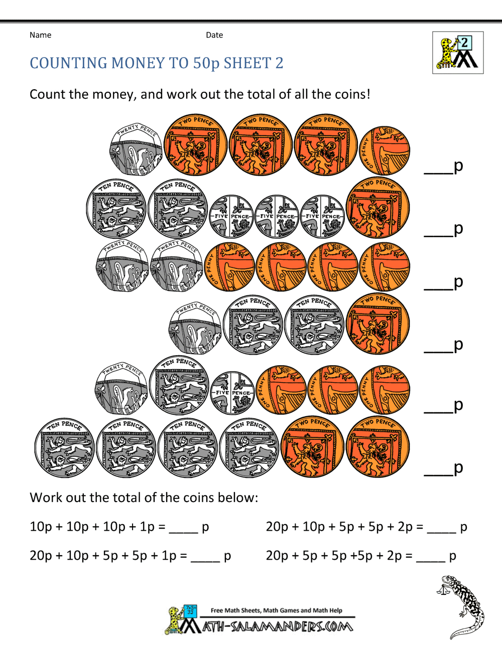 Free Money Worksheets Uk Coins pertaining to Free Printable Money Math Sheets