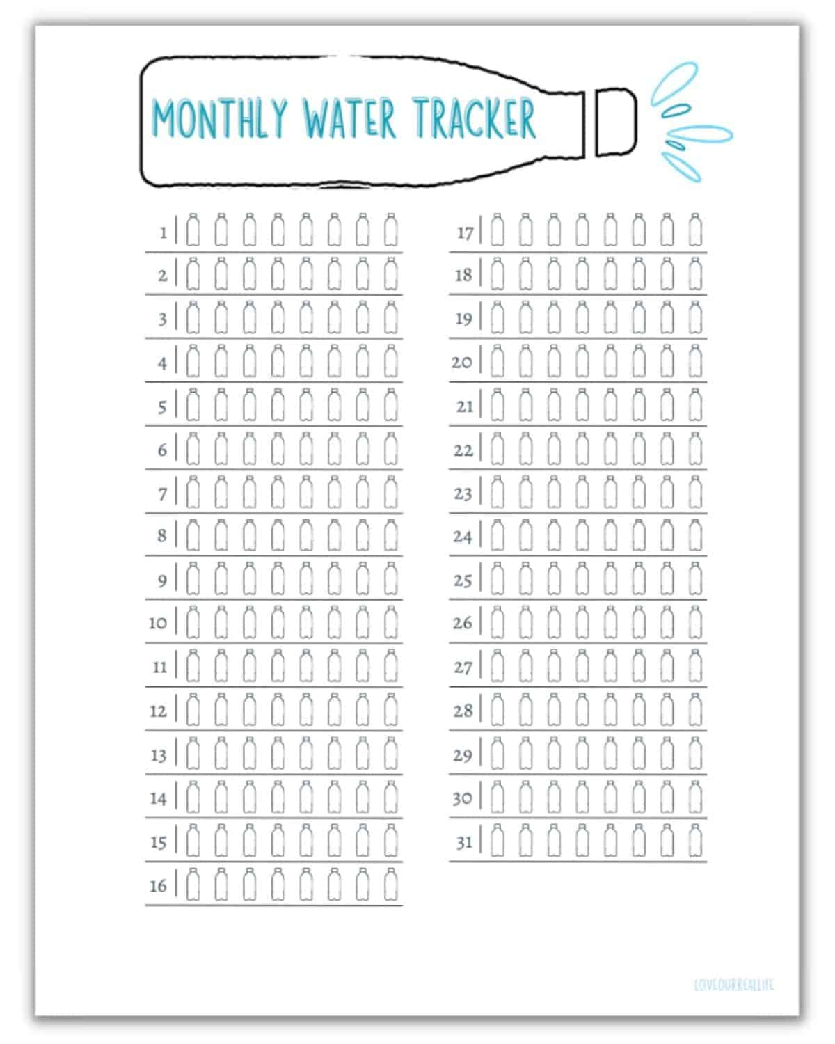 Free Monthly Water Tracker Printable (Meet Your Hydration Goals pertaining to Water Tracker Printable Free