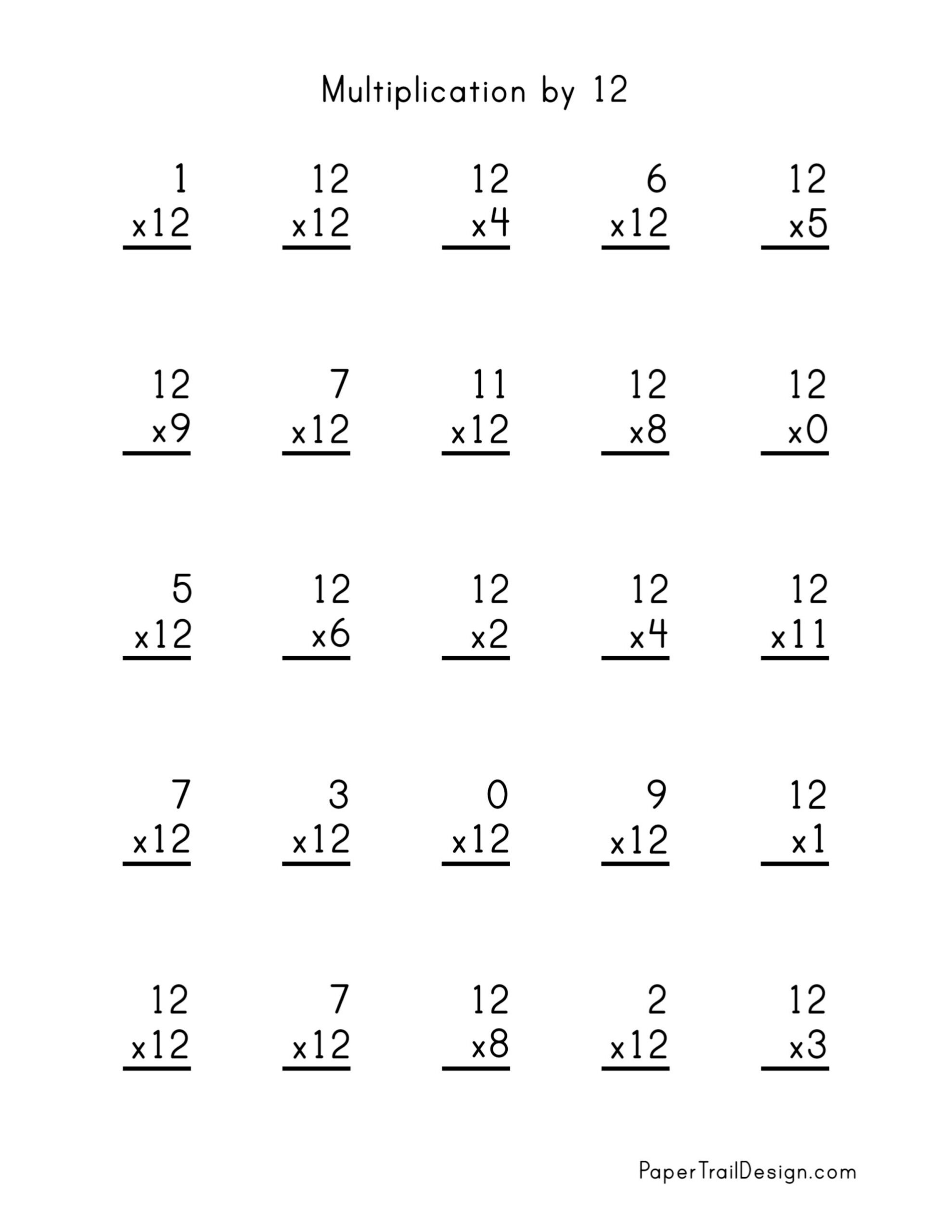 Free Multiplication Worksheets 1-12 - Paper Trail Design pertaining to Multiplication Worksheets 1-12 Printable