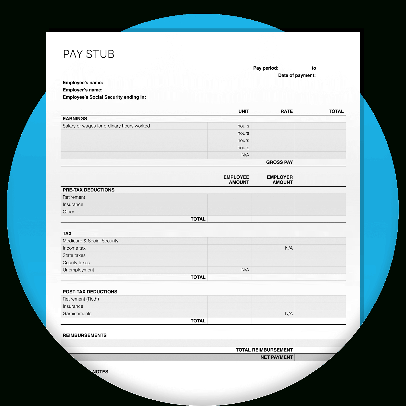 Free Pay Stub Template | Xero Us with Free Printable Payroll Check Stubs