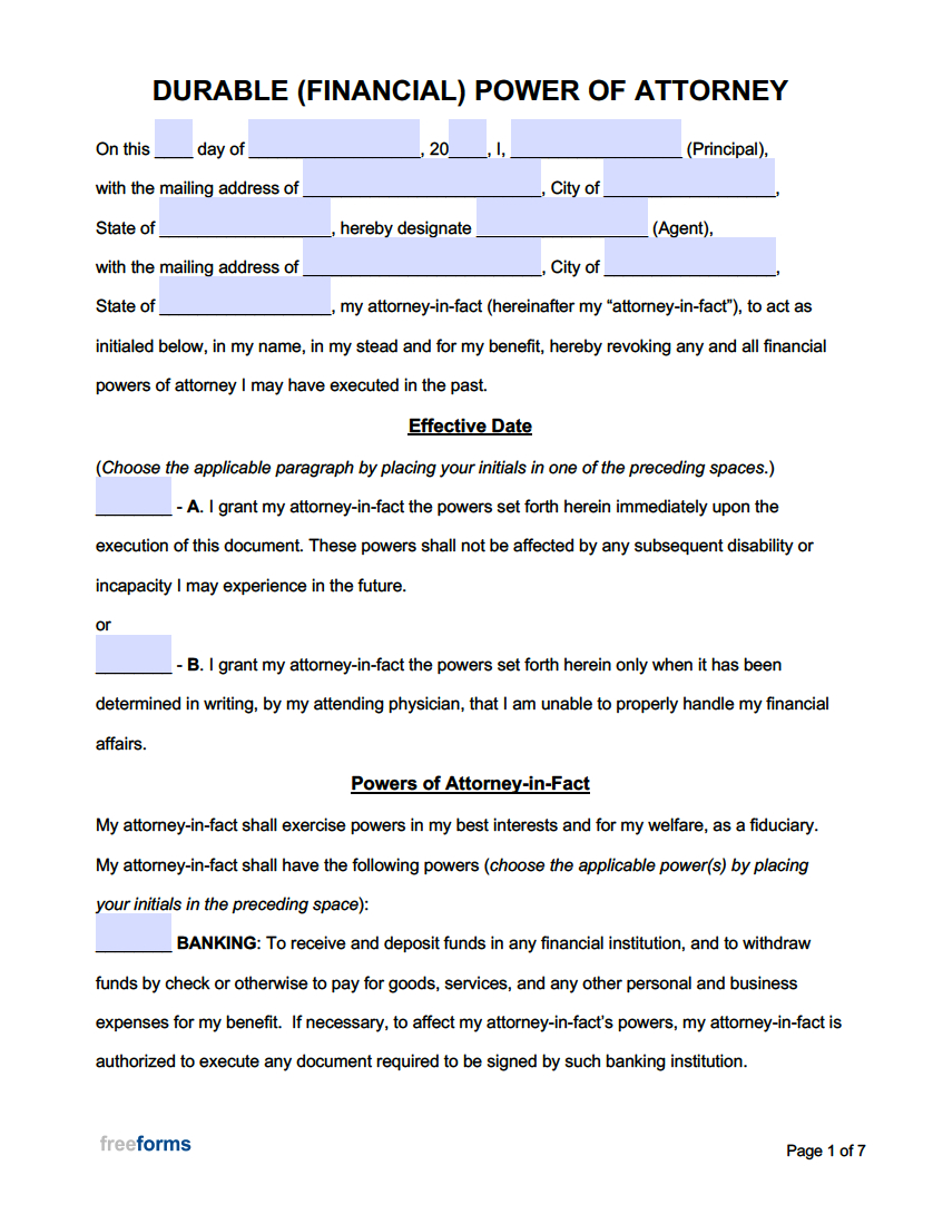 Free Power Of Attorney Forms | Pdf | Word with Free Printable Power Of Attorney Form
