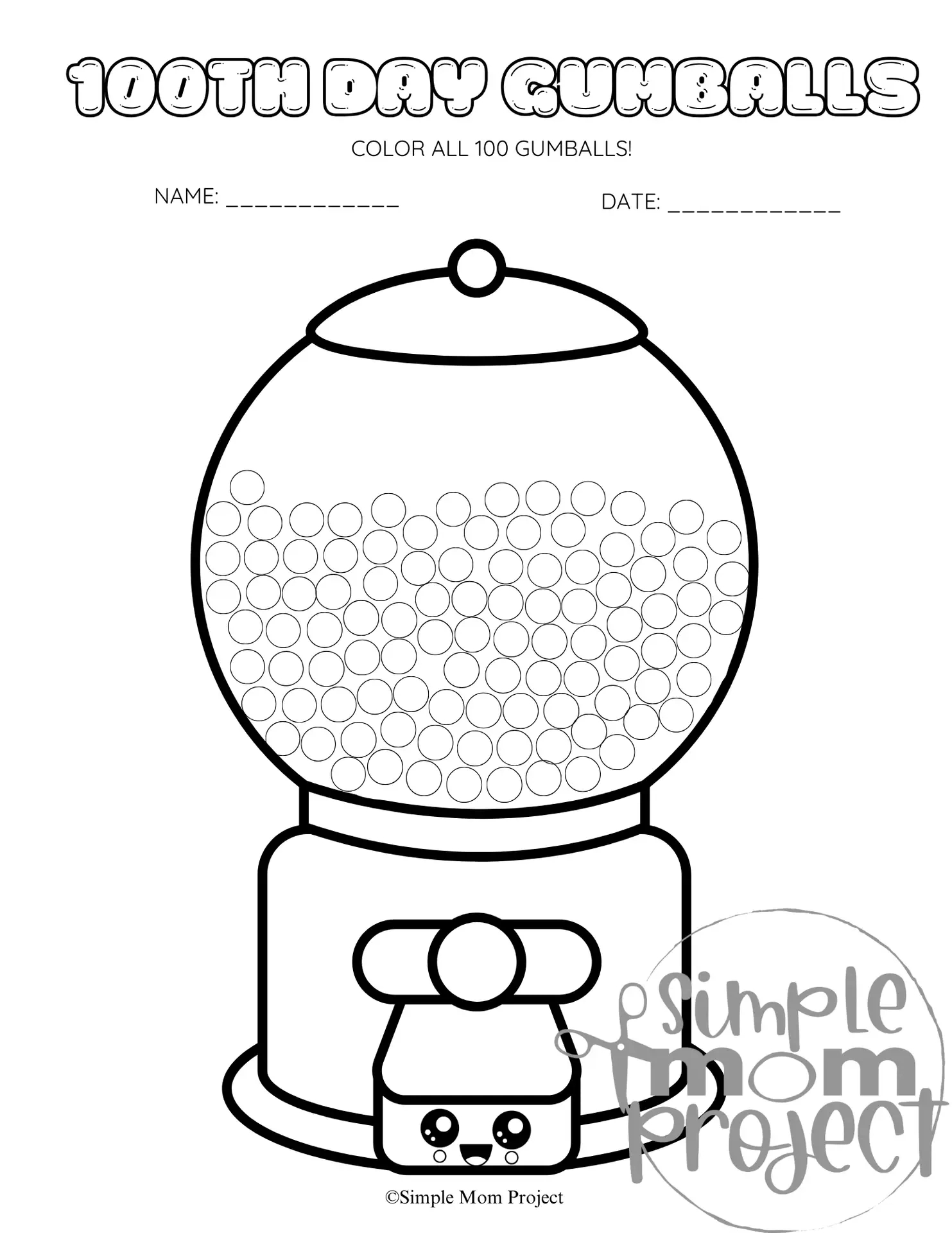 Free Printable 100Th Day Gumball Machine Template - Simple Mom Project with 100th Day Gumball Machine Printable