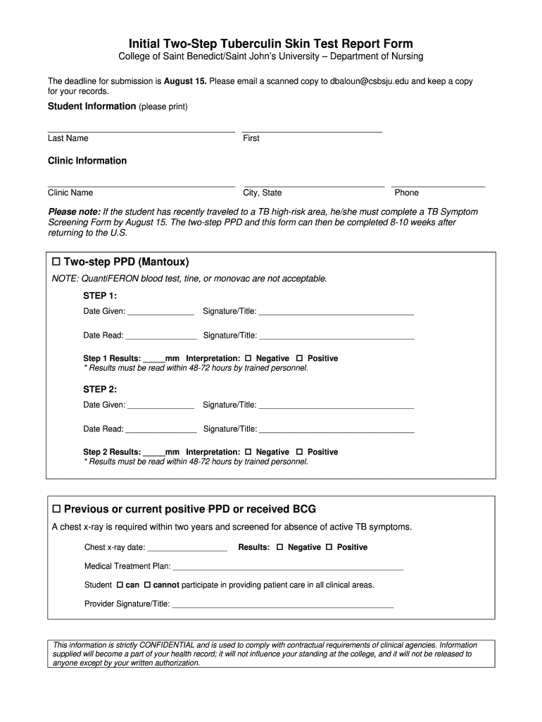 Free Printable 2 Step Tb Test Form Pdf Download: Fill Out & Sign throughout Tb Test Form Printable Free