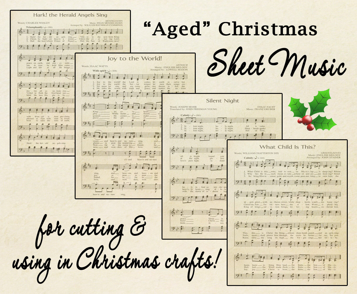 Free Printable “Aged” Music Sheets | Celebrating Holidays inside Free Vintage Christmas Sheet Music Printables