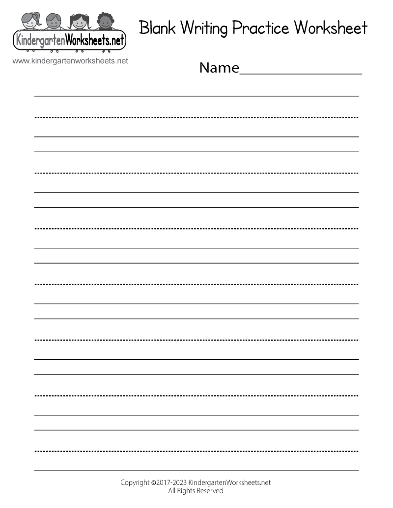 Free Printable Blank Writing Practice Worksheet regarding Free Printable Kindergarten Writing Paper