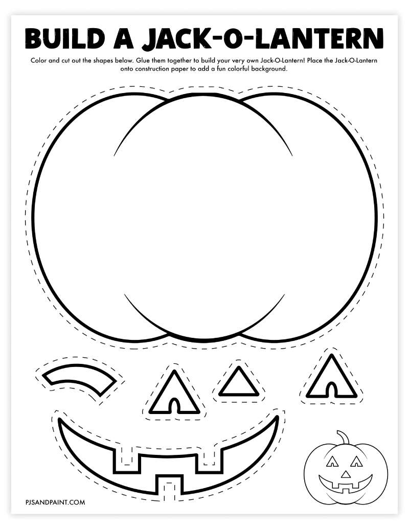 Free Printable Build A Jack-O-Lantern Craft - Pjs And Paint for Jack O Lantern Cut Out Printable