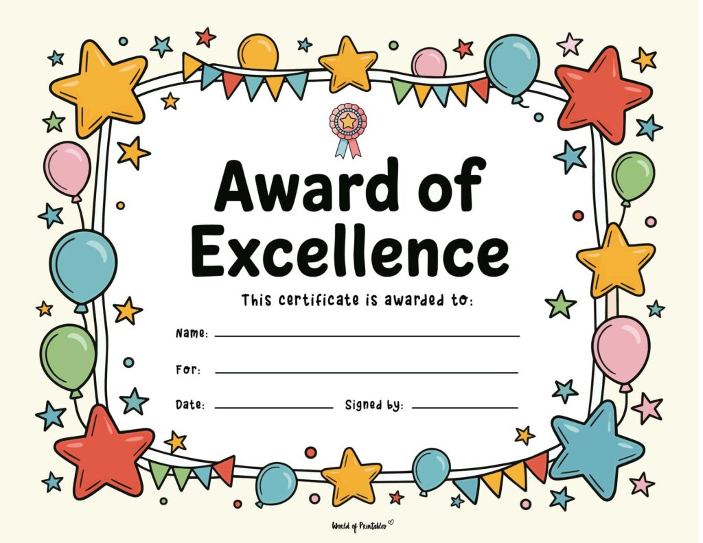 Free Printable Certificate Of Achievement Templates For Kids intended for Free Printable Certificates And Awards