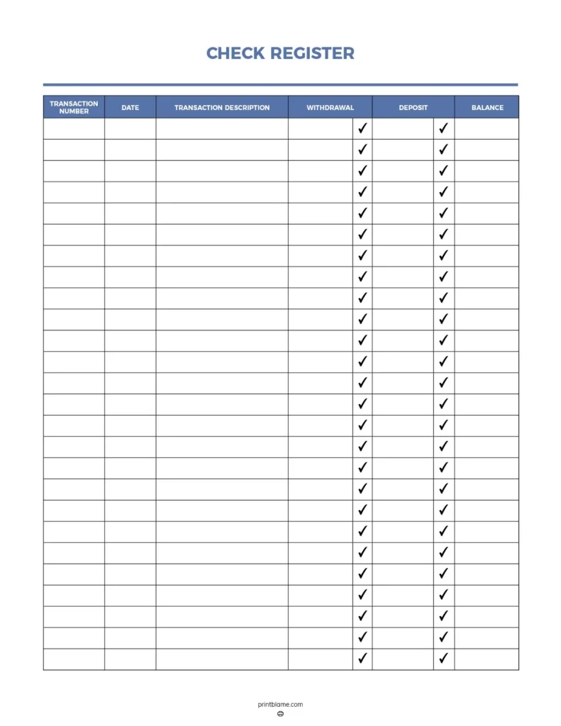 Free Printable Check Registers - 28 Checkbook Ledger Pdfs intended for Printable Checkbook Register Free