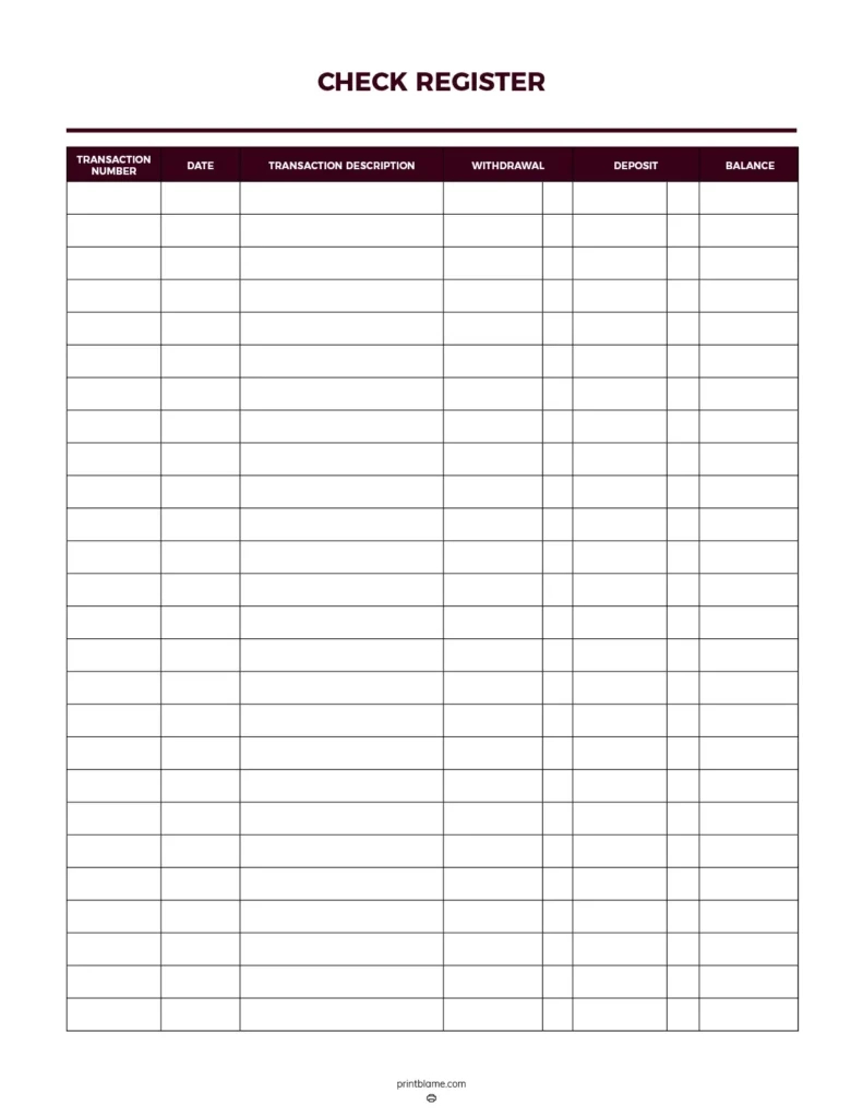 Free Printable Check Registers - 28 Checkbook Ledger Pdfs intended for Printable Checkbook Register Free