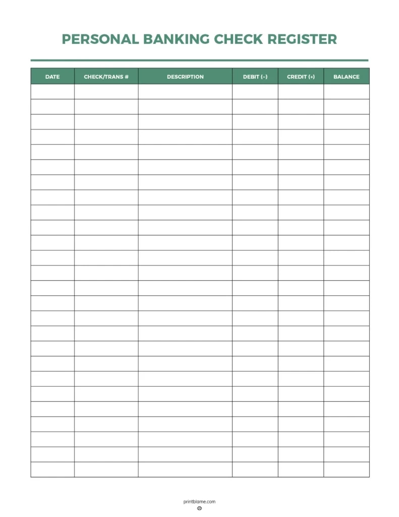 Free Printable Check Registers - 28 Checkbook Ledger Pdfs throughout Printable Checkbook Register Free