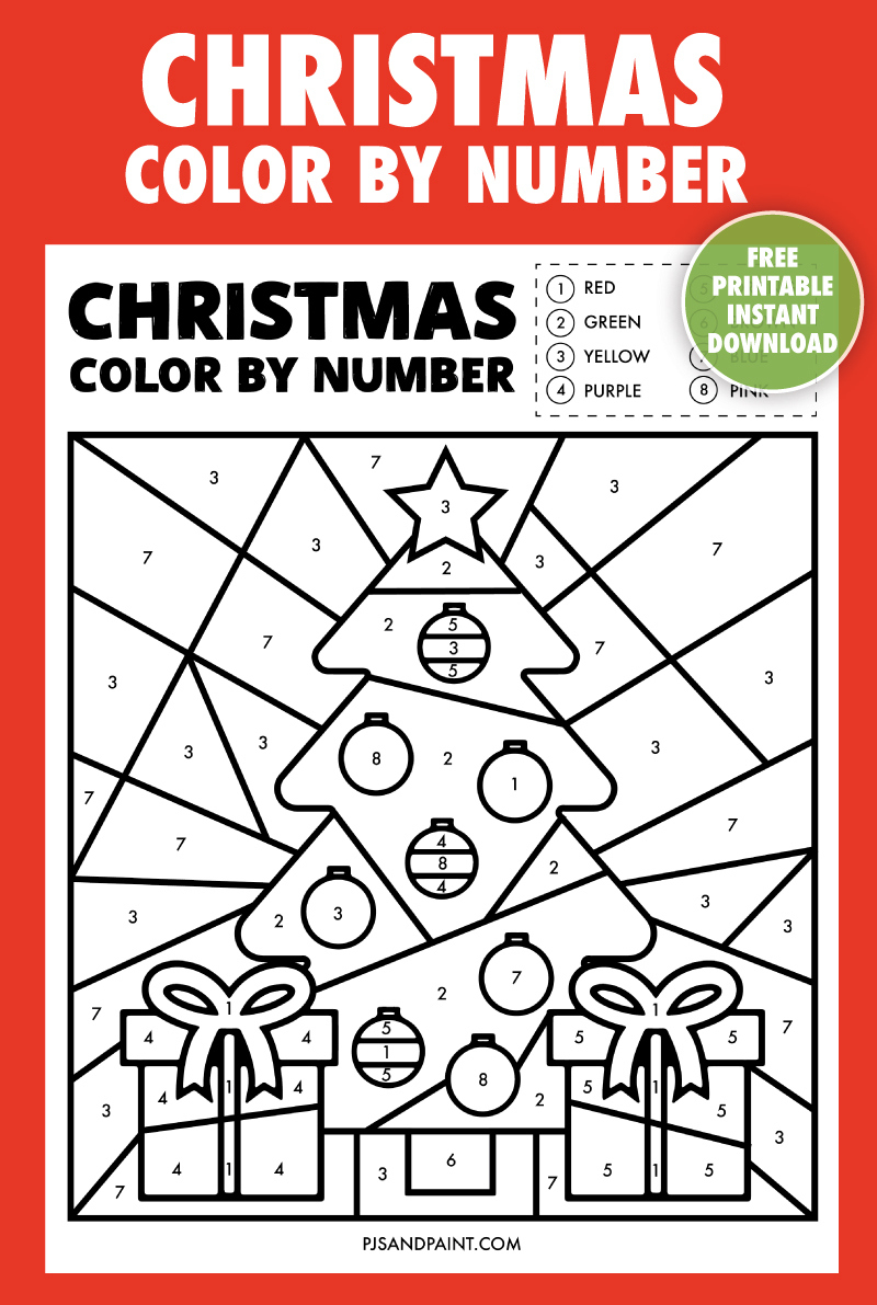 Free Printable Christmas Colornumber Worksheet - Pjs And Paint in Christmas Paint By Number Printables