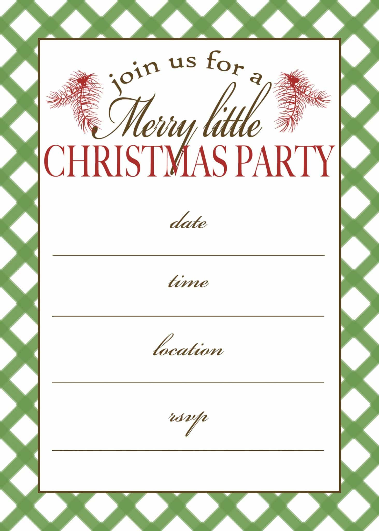 Free Printable Christmas Party Invitation | Moritz Fine Designs for Free Printable Xmas Party Invitations