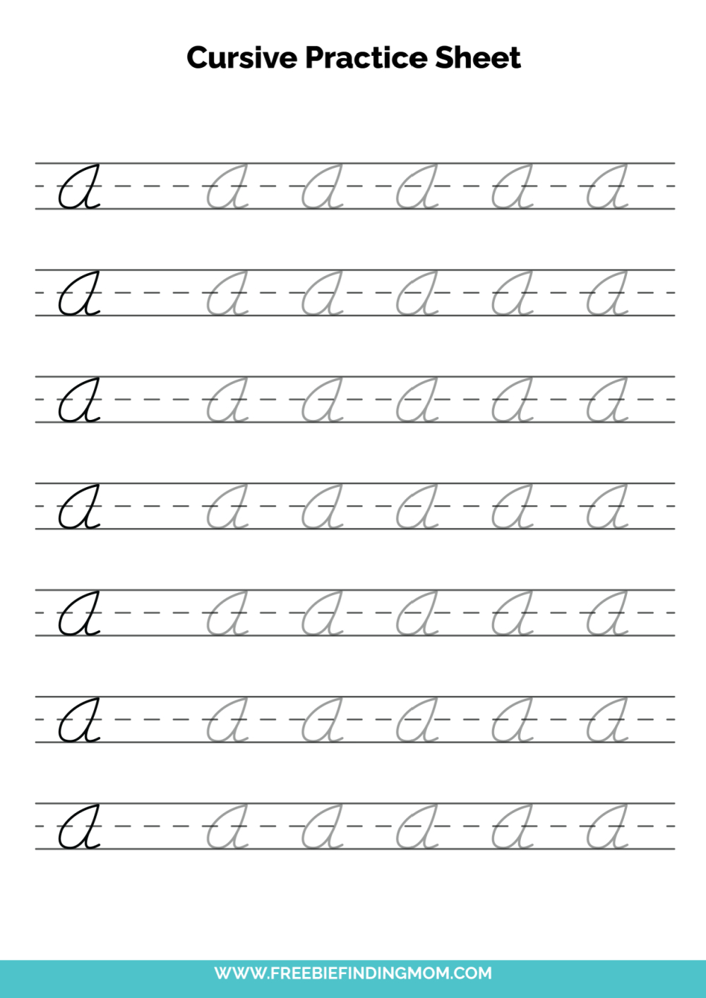 Free Printable Cursive Alphabet Practice Sheets: Capital A throughout Printable Cursive Handwriting Practice Worksheets