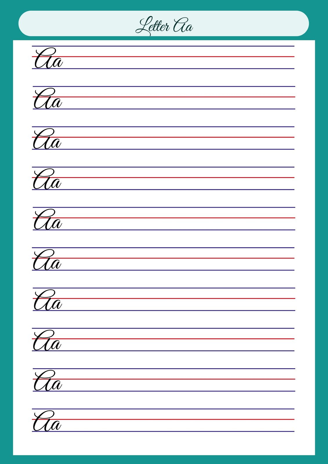 Free Printable Cursive Writing Worksheet Templates | Canva regarding Cursive Writing Practice Worksheets Printable