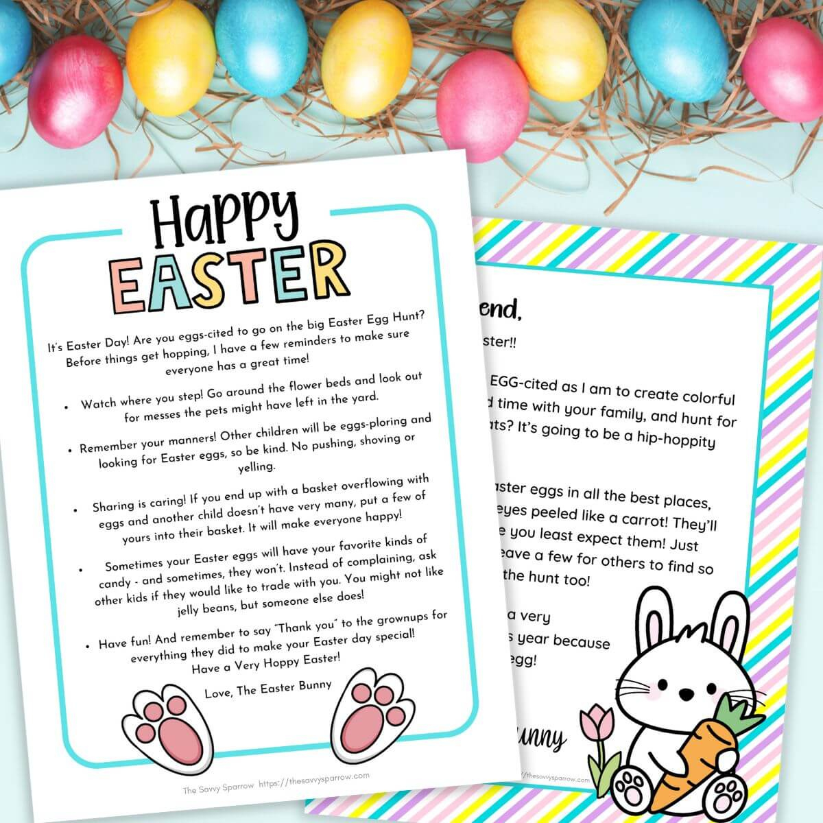 Free Printable Easter Bunny Letter - 4 Letter Templates For Kids! for Easter Bunny Letter Free Printable