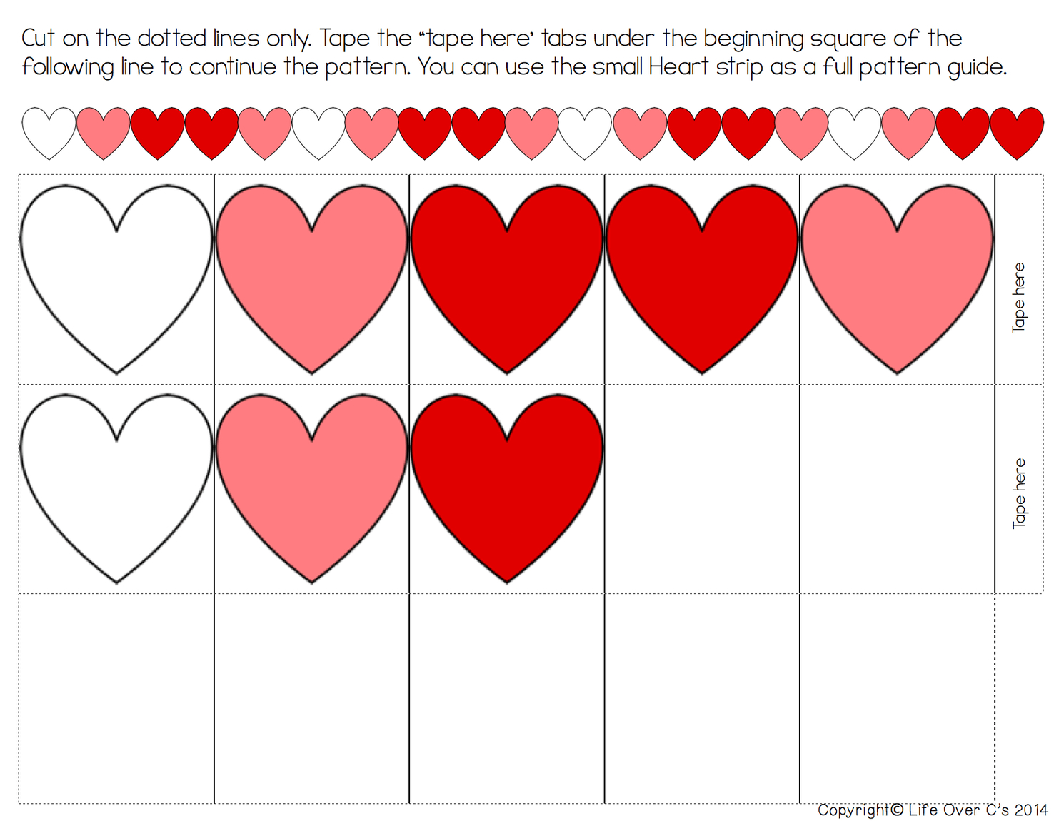 Free Printable Heart Pattern Strips For Valentine'S Day inside Printable Valentine's Day Heart