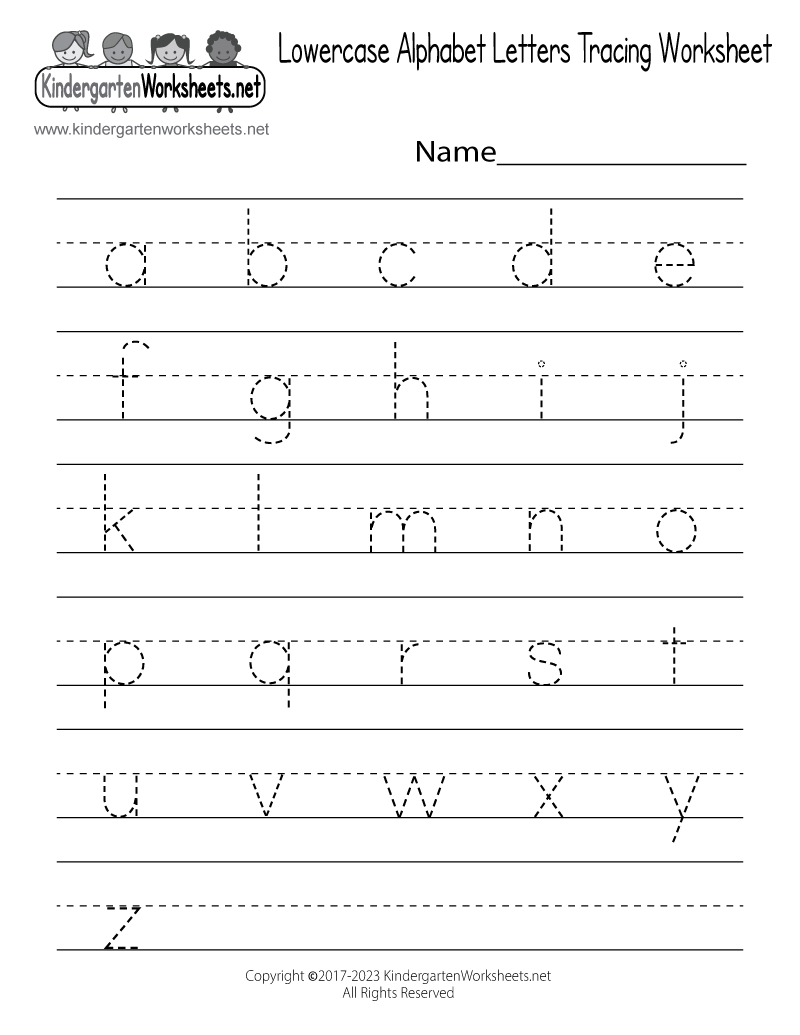 Free Printable Lowercase Alphabet Letters Tracing Worksheet throughout Kindergarten Free Printable Worksheets Alphabet