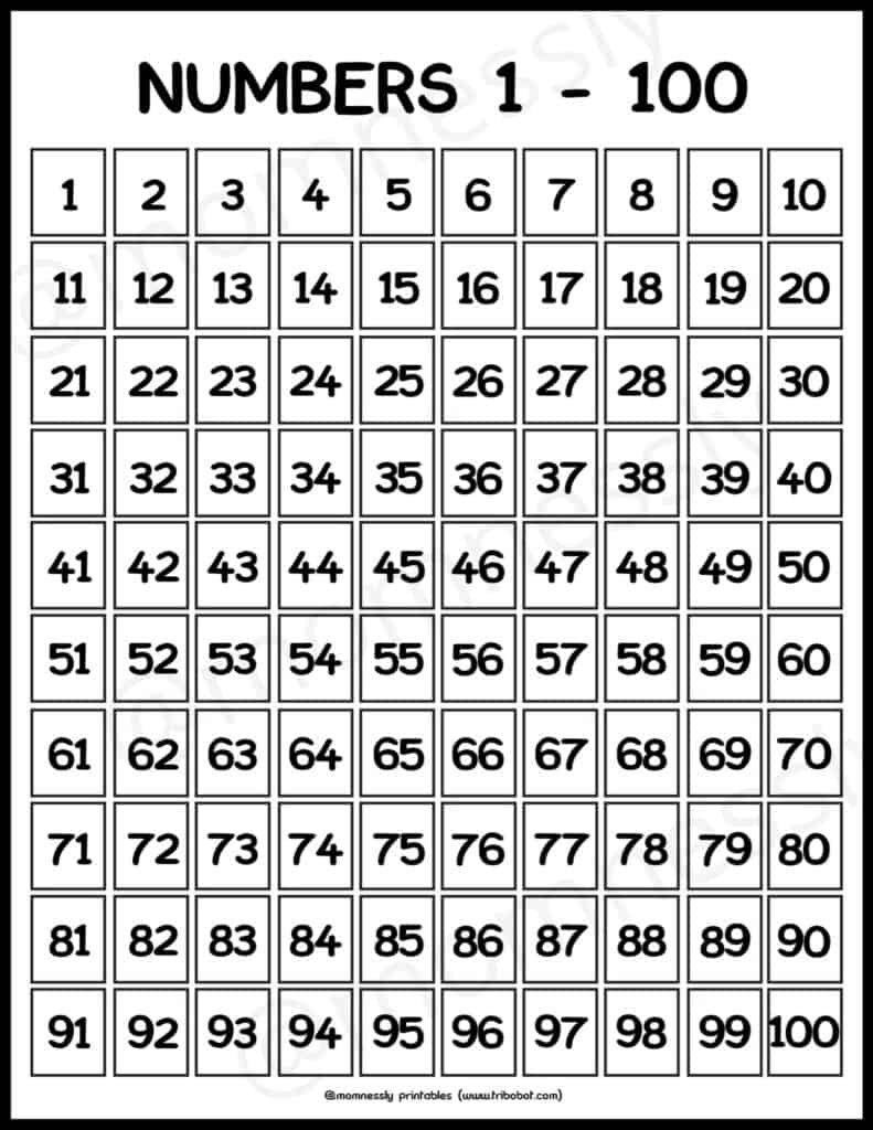 Free Printable: Numbers 1-100 - Tribobot X Mom Nessly with regard to Printable Numbers 1-100 Worksheets